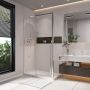 Porte de douche coulissante Kaveri 48 x 36 x 79 3/4 po, 8 mm pour installation en coin avec verre clair et fini chrome