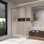 Porte de douche coulissante Kaveri 48 x 36 x 79 3/4 po, 8 mm pour installation en coin avec verre clair et fini or brossé