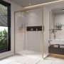 Porte de douche coulissante Kaveri 60 x 36 x 79 3/4 po, 8 mm pour installation en coin avec verre clair et fini or brossé