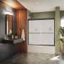 Porte de baignoire bidirectionnelle Misca 55-59 x 57 po, 6 mm pour installation en alcôve avec verre givré et fini noir mat