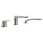 Robinet de baignoire 3 morceaux avec douchette Moroka 60 po Nickel pur PVS