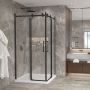 Porte de douche 36 po x Bellini 2.0 36 po noir mat ouverture en coin