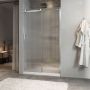 Porte de douche Minia 48 po en alcôve chrome porte à gauche en chrome et verre flûte