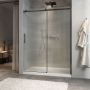 Porte de douche Minia 60 po en alcôve noir mat porte à gauche en noir mat et verre flûte