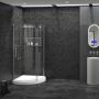 Porte de douche Piazza 36 po x 36 po en coin rond Chrome