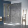 Écran de douche Walk-in 36 po or brossé en alcôve en or brossé