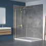 Écran de douche Walk-in 42 po or brossé en alcôve en or brossé