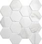 Mosaïque Hexagone Carrara ( marbré ) satiné et poli 11.2 poX12.8 po
