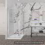 Porte de douche 32 po x Amaly 36 po en coin chrome carré mur à gauche