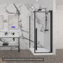 Porte de douche 32 po x Amaly 36 po en coin noir mat carré mur à droite