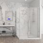 Porte de douche 54 po x Amaly 36 po en coin chrome en angle mur à droite