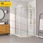 Porte de douche 48 po x Bellini 32 po en coin or brossé fermeture sur mur mur à droite porte à droite en or brossé