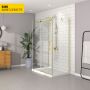 Porte de douche 48 po x Bellini 36 po or brossé sur mur en or brossé
