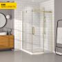 Porte de douche 48 po x Bellini 42 po en coin or brossé fermeture sur retour mur à droite porte à gauche en or brossé