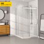 Porte de douche 48 po x Bellini 42 po en coin blanc mat fermeture sur mur mur à droite