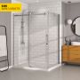 Porte de douche 60 po x Bellini 42 po en coin chrome fermeture sur retour mur à gauche porte à droite