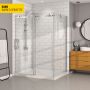 Porte de douche 60 po x Bellini 42 po en coin chrome fermeture sur mur mur à gauche porte à gauche