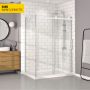 Porte de douche 60 po x Bellini 36 po en coin blanc mat fermeture sur mur mur à droite