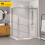Porte de douche 60 po x Bellini 42 po en coin chrome fermeture sur retour mur à droite porte à gauche