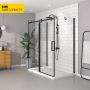 Porte de douche 60 po x Bellini 42 po noir mat sur mur