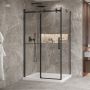 Porte de douche 48 po x Bellini 2.0 32 po en coin noir mat fermeture sur retour mur à gauche porte à droite