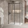 Porte de douche 48 po x Bellini 2.0 32 po en coin noir mat fermeture sur mur mur à gauche porte à gauche