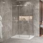 Porte de douche 48 po x Bellini 2.0 36 po en coin chrome fermeture sur retour mur à gauche porte à droite