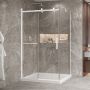 Porte de douche 48 po x Bellini 2.0 42 po en coin blanc mat fermeture sur retour mur à gauche porte à droite