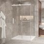 Porte de douche 48 po x Bellini 2.0 42 po en coin blanc mat fermeture sur mur mur à gauche porte à gauche