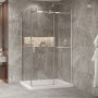 Porte de douche 48 po x Bellini 2.0 36 po en coin chrome fermeture sur retour mur à droite porte à gauche