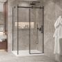 Porte de douche 48 po x Bellini 2.0 36 po en coin noir mat fermeture sur mur mur à droite
