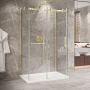 Porte de douche 48 po x Bellini 2.0 36 po or brossé sur mur en or brossé