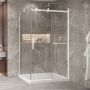 Porte de douche 48 po x Bellini 2.0 42 po en coin blanc mat fermeture sur retour mur à droite porte à gauche