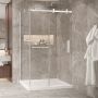 Porte de douche 48 po x Bellini 2.0 42 po en coin blanc mat fermeture sur mur mur à droite