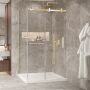 Porte de douche 48 po x Bellini 2.0 42 po en coin or brossé fermeture sur mur mur à droite en or brossé