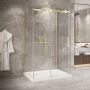 Porte de douche 48 po x Bellini 2.0 42 po or brossé sur mur en or brossé