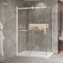 Porte de douche 54 po x Bellini 2.0 32 po en coin blanc mat fermeture sur retour mur à gauche porte à droite