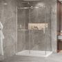 Porte de douche 54 po x Bellini 2.0 32 po en coin chrome fermeture sur retour mur à gauche porte à droite