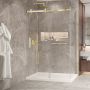 Porte de douche 54 po x Bellini 2.0 32 po en coin or brossé fermeture sur mur mur à gauche porte à gauche en or brossé