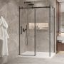 Porte de douche 54 po x Bellini 2.0 32 po en coin noir mat fermeture sur mur mur à gauche porte à gauche