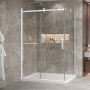 Porte de douche 54 po x Bellini 2.0 42 po en coin blanc mat fermeture sur retour mur à gauche porte à droite