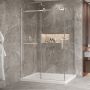Porte de douche 54 po x Bellini 2.0 42 po en coin chrome fermeture sur retour mur à gauche porte à droite