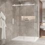 Porte de douche 54 po x Bellini 2.0 42 po en coin blanc mat fermeture sur mur mur à gauche porte à gauche
