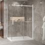 Porte de douche 54 po x Bellini 2.0 32 po en coin blanc mat fermeture sur retour mur à droite porte à gauche