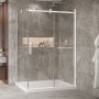 Porte de douche 54 po x Bellini 2.0 42 po en coin blanc mat fermeture sur retour mur à droite porte à gauche