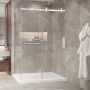 Porte de douche 54 po x Bellini 2.0 42 po en coin blanc mat fermeture sur mur mur à droite