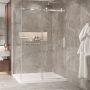 Porte de douche 54 po x Bellini 2.0 42 po en coin chrome fermeture sur mur mur à droite