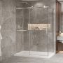 Porte de douche 60 po x Bellini 2.0 32 po en coin chrome fermeture sur retour mur à gauche porte à droite