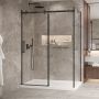 Porte de douche 60 po x Bellini 2.0 32 po en coin noir mat fermeture sur mur mur à gauche porte à gauche