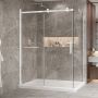 Porte de douche 60 po x Bellini 2.0 42 po en coin blanc mat fermeture sur retour mur à gauche porte à droite